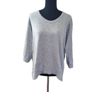Wilt White Asymmetrical Long Sleeve Knit Tee Top M Grey